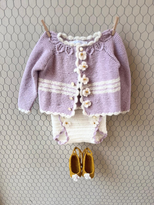 Conjunto malva y beige