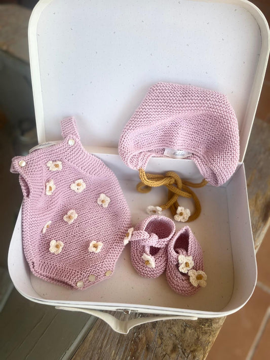 Conjunto rosa de flores