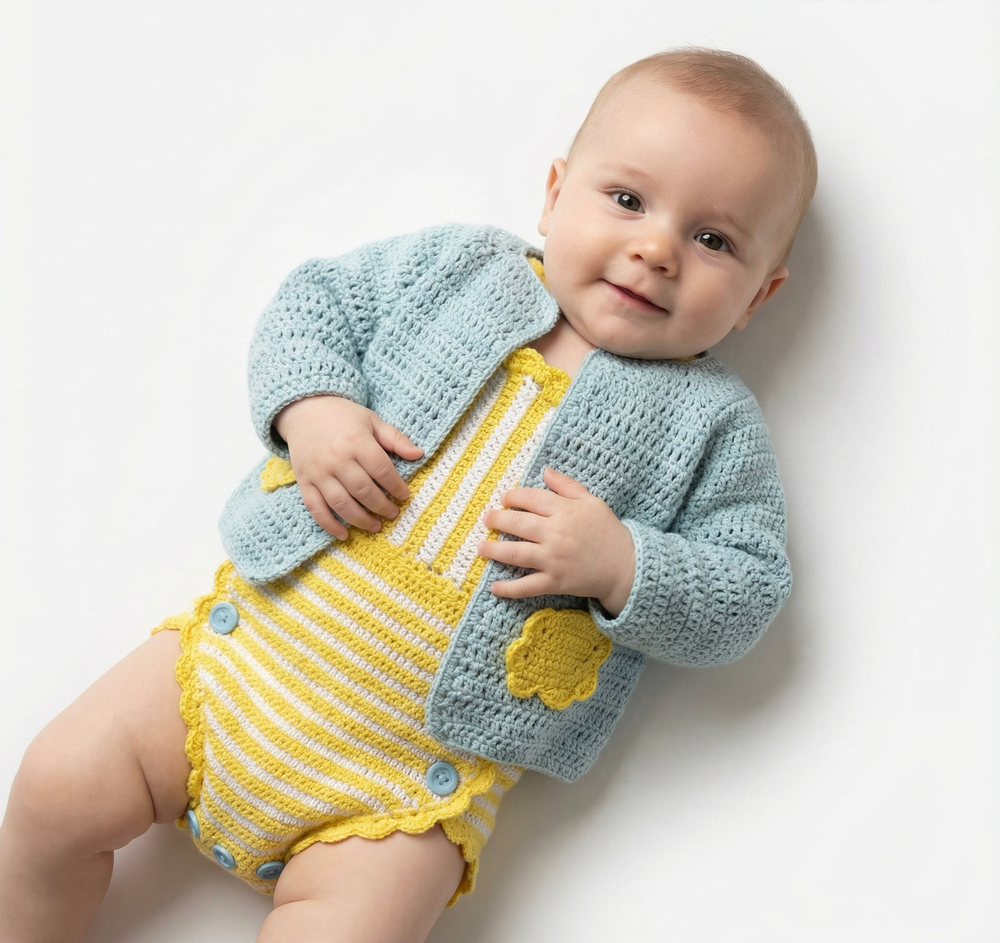 Conjunto de pelele de rayas con chaqueta